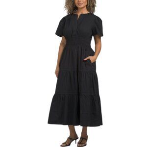 LEA Short Sleeve Ruched Waist Maxi Dress